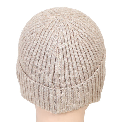 Unisex Ears Protection Woolen Beanie Cap (Beige)