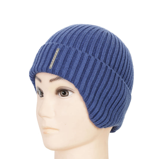 Unisex Ears Protection Woolen Beanie Cap (Blue)