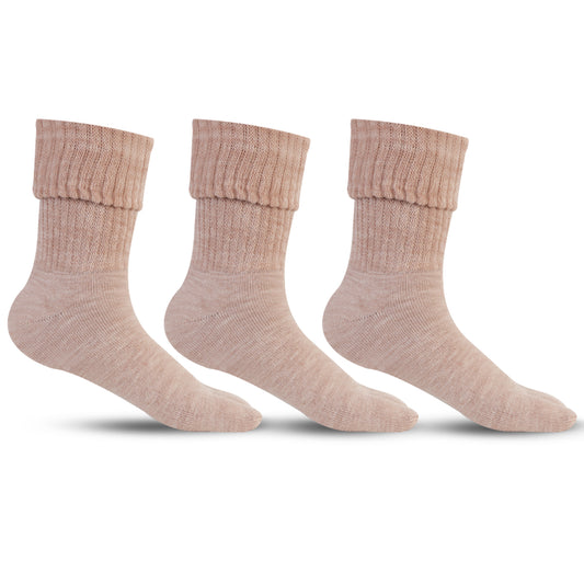 Women Fawn Color Woolen Thumb Socks -Pack of 3