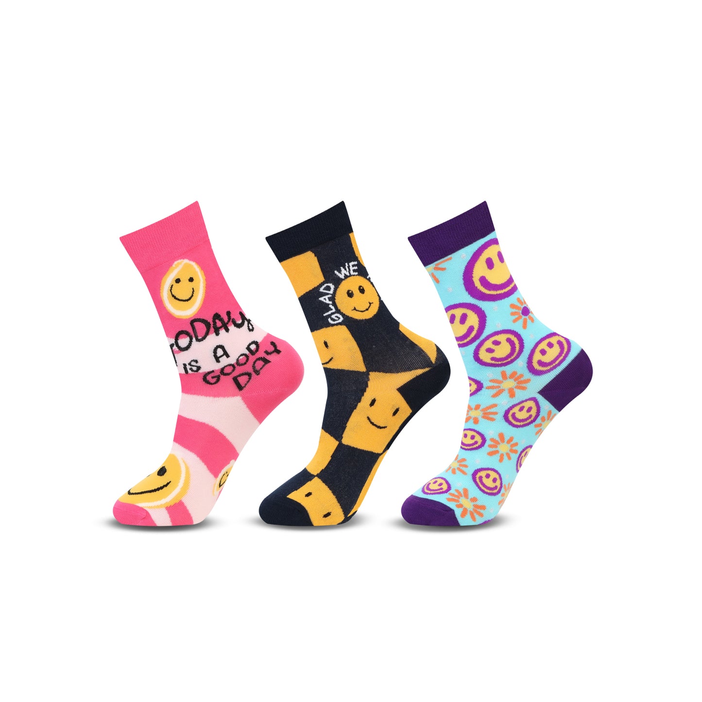 Smiley Face Emoji Socks for Women & Girls
