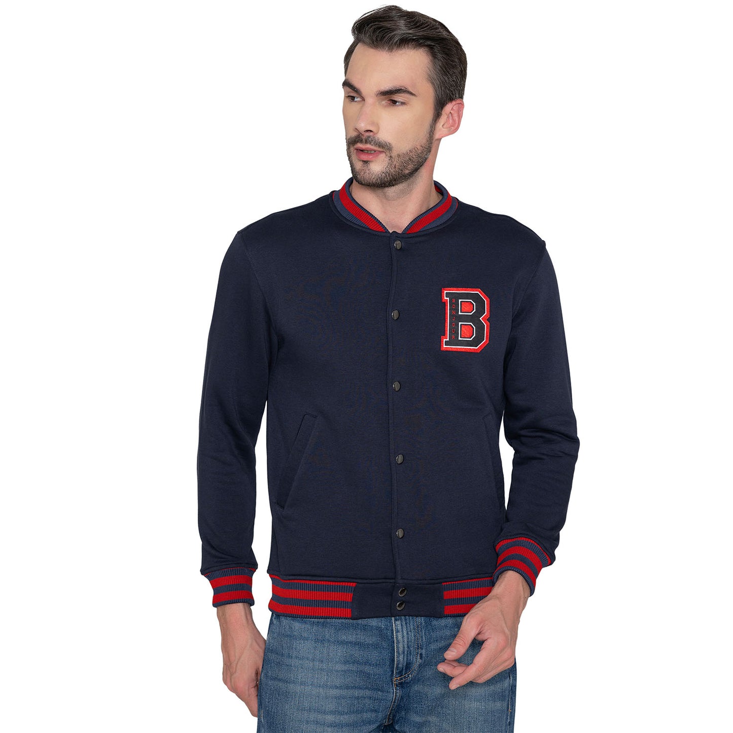 Men's Regular Fit Bomber Jacket - Navy