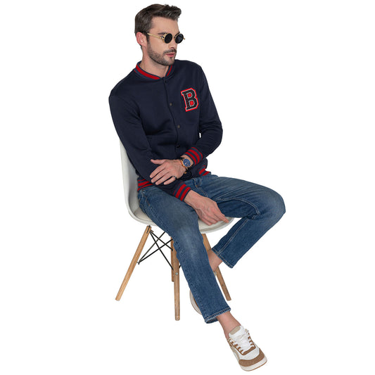 Men's Regular Fit Bomber Jacket - Navy