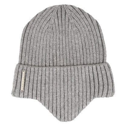 Unisex Ears Protection Woolen Beanie Cap (Grey Melange)