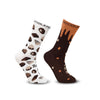 Couple Crew Length Socks White & Brown