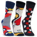 Men Optical Rhythm Designer Calf Length Socks (Pack of 3)