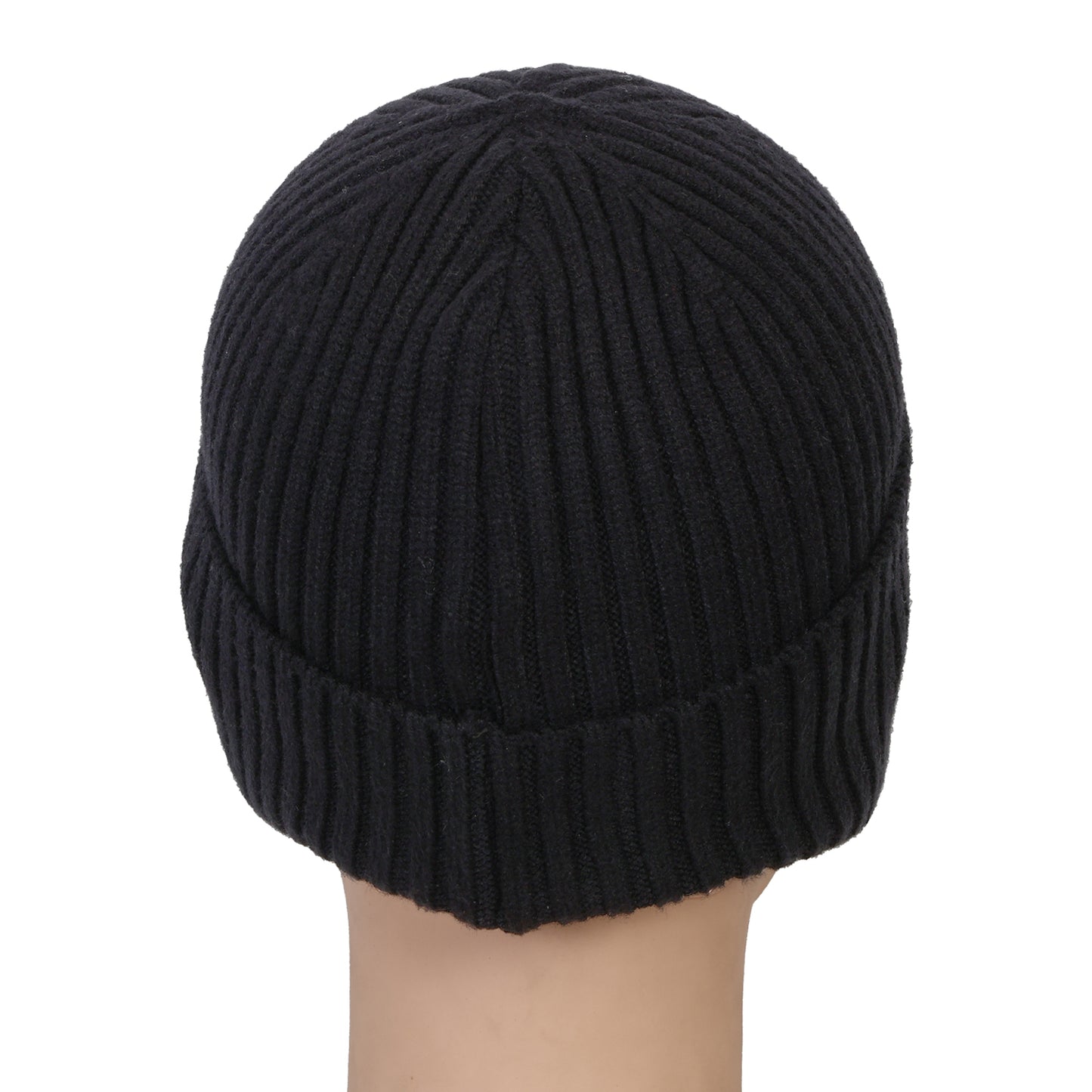 Unisex Ears Protection Woolen Beanie Cap (Black)