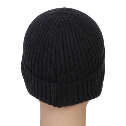 Unisex Ears Protection Woolen Beanie Cap (Black)