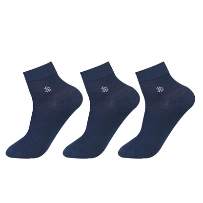 Bamboo Fiber Classic Ankle Socks (Navy) - Pack of 3