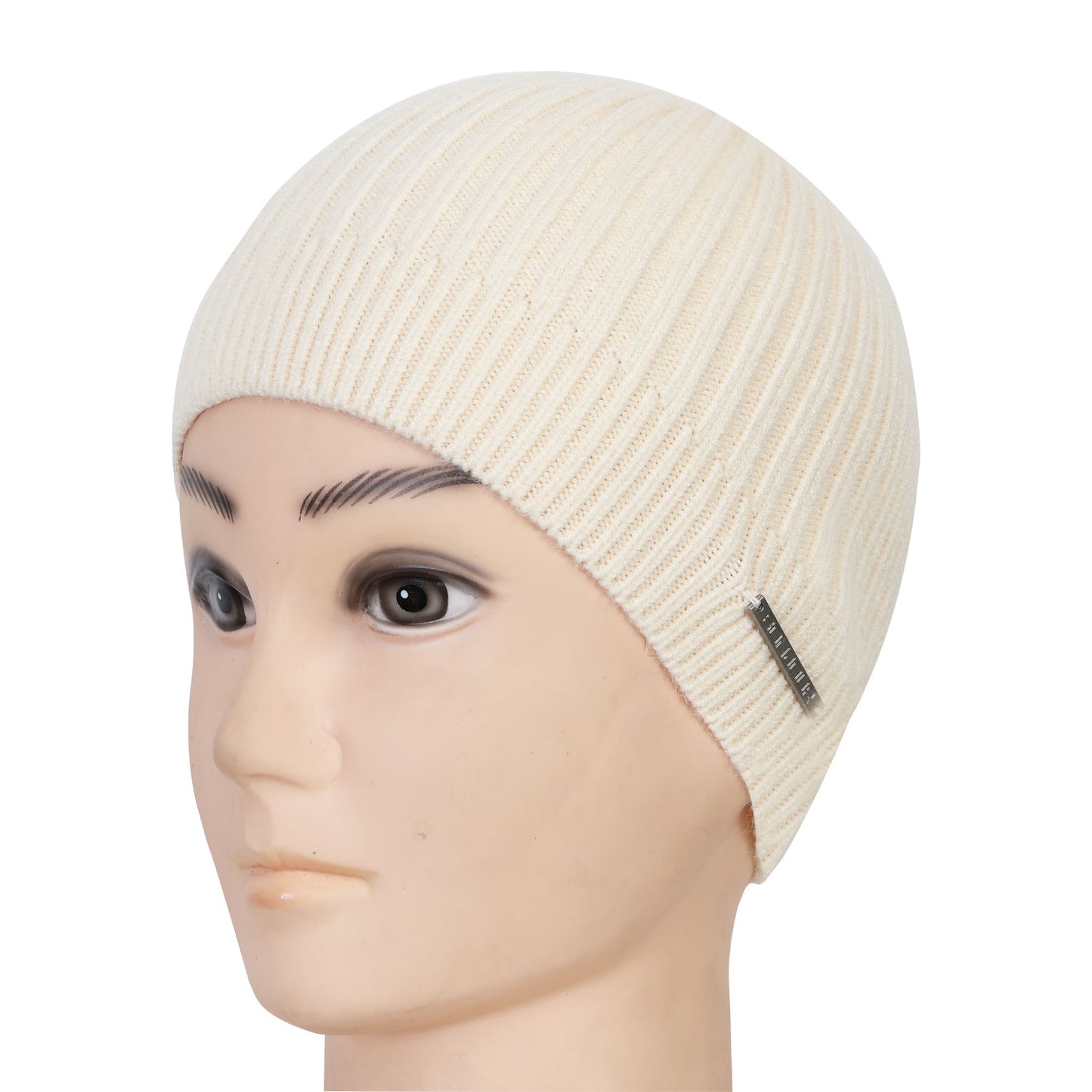 Unisex Woolen Winter Beanie Cap (Ivory)