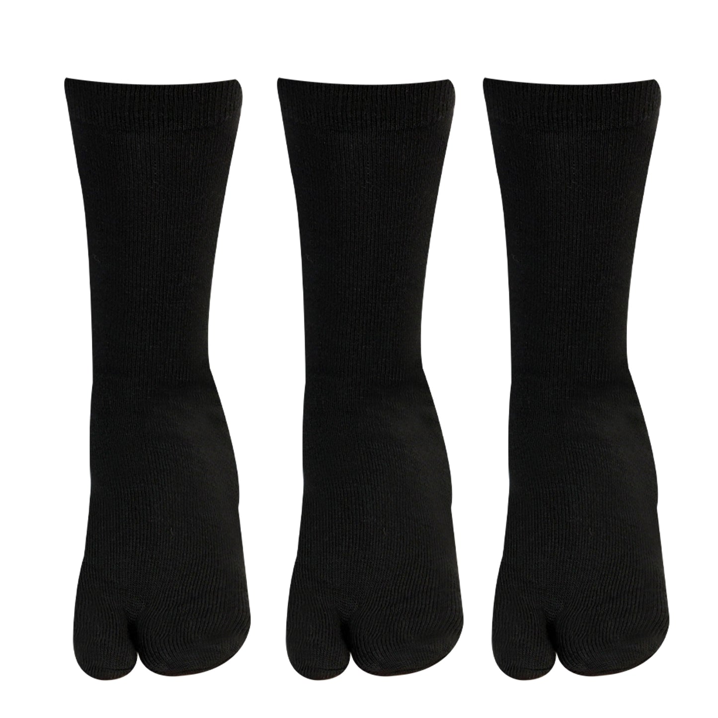 Women's Fine Woolen Thumb Crew Socks - Black (Pack of 3)