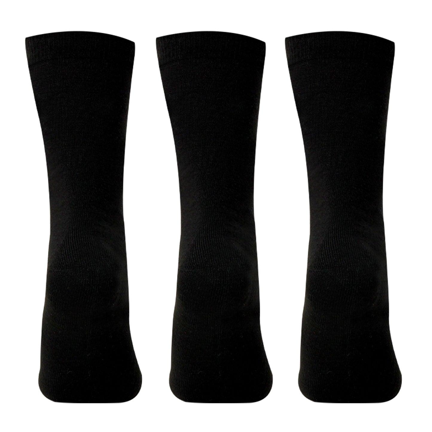 Women's Fine Woolen Thumb Crew Socks - Black (Pack of 3)