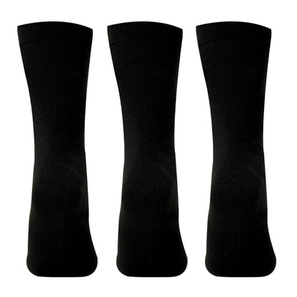 Women's Fine Woolen Thumb Crew Socks - Black (Pack of 3)