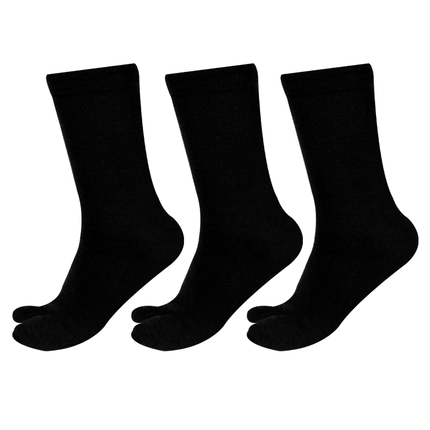 Women's Fine Woolen Thumb Crew Socks - Black (Pack of 3)