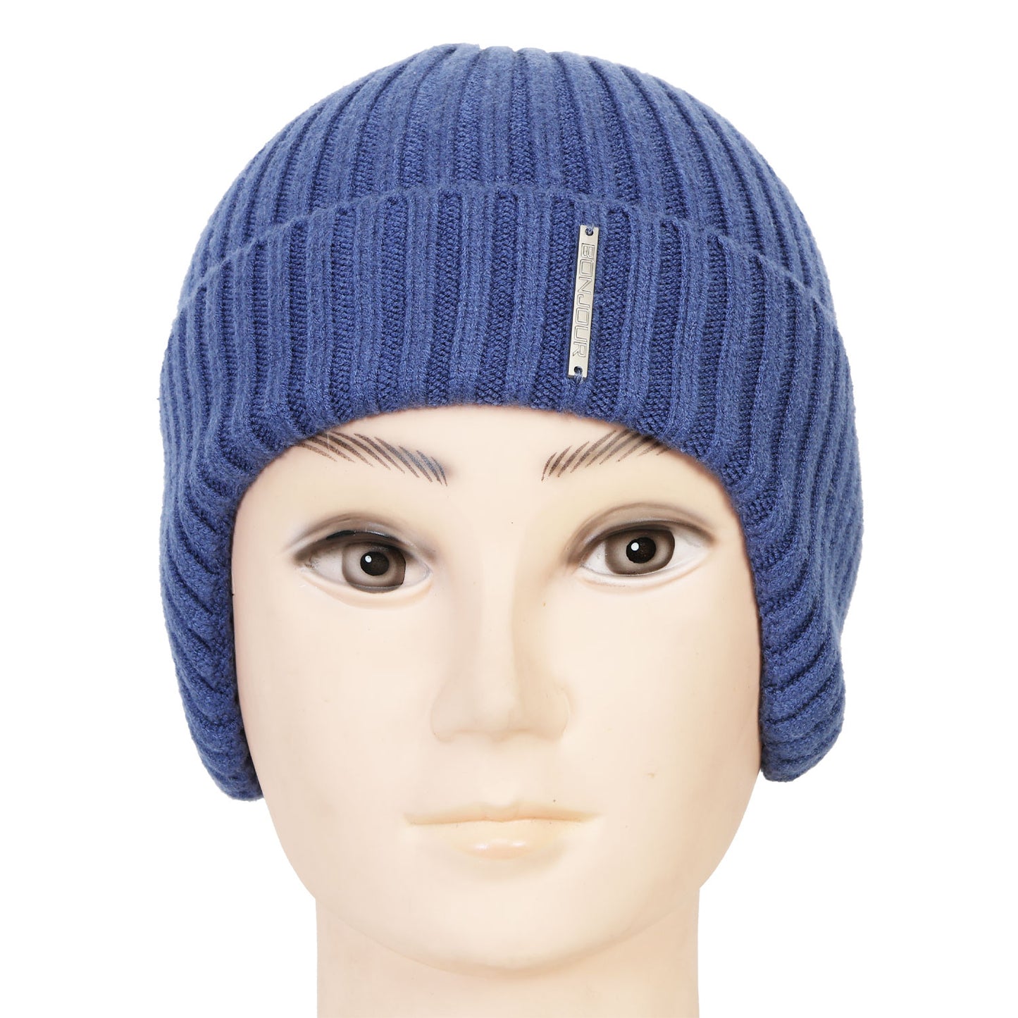 Unisex Ears Protection Woolen Beanie Cap (Blue)