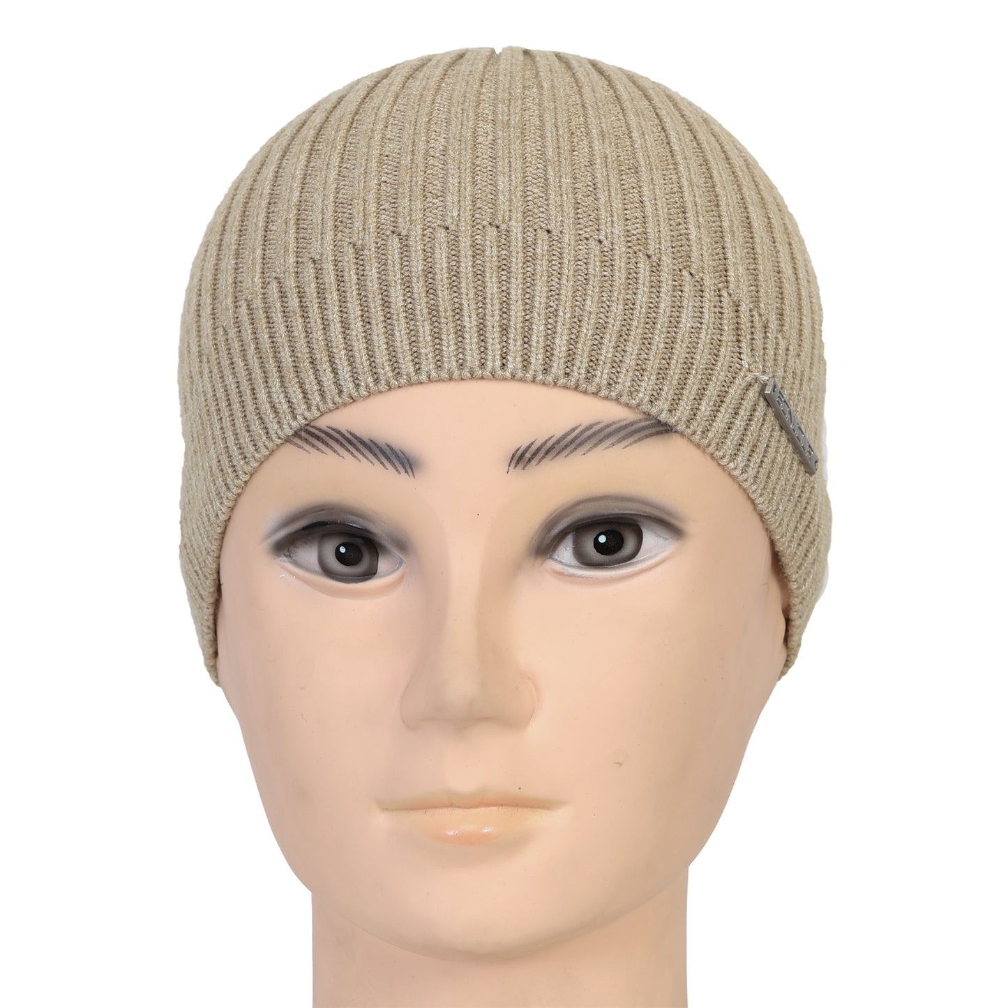 Unisex Woolen Winter Beanie Cap (Beige)