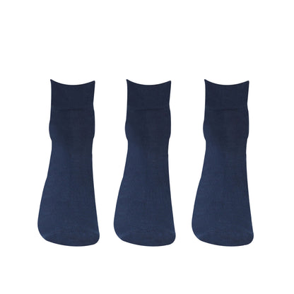 Bamboo Fiber Classic Ankle Socks (Navy) - Pack of 3