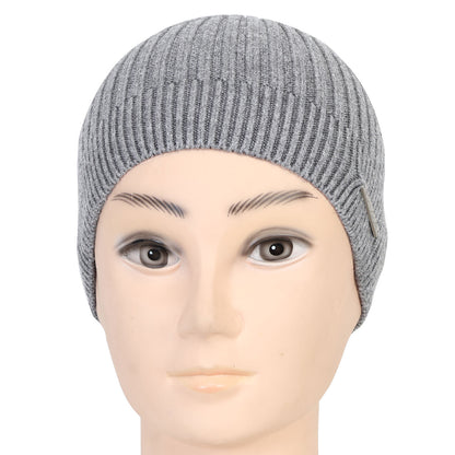 Unisex Woolen Winter Beanie Cap (Grey Melange)