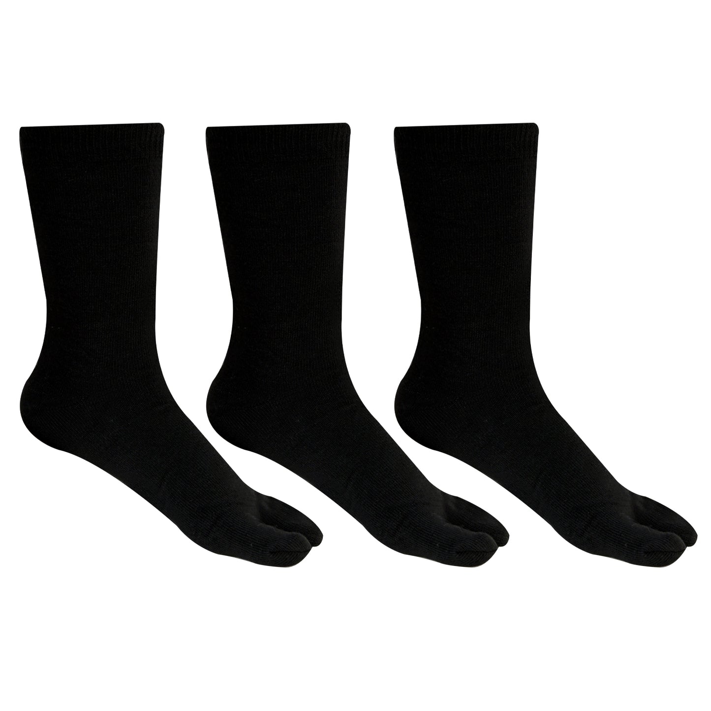 Women's Fine Woolen Thumb Crew Socks - Black (Pack of 3)