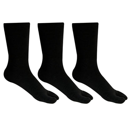 Women's Fine Woolen Thumb Crew Socks - Black (Pack of 3)