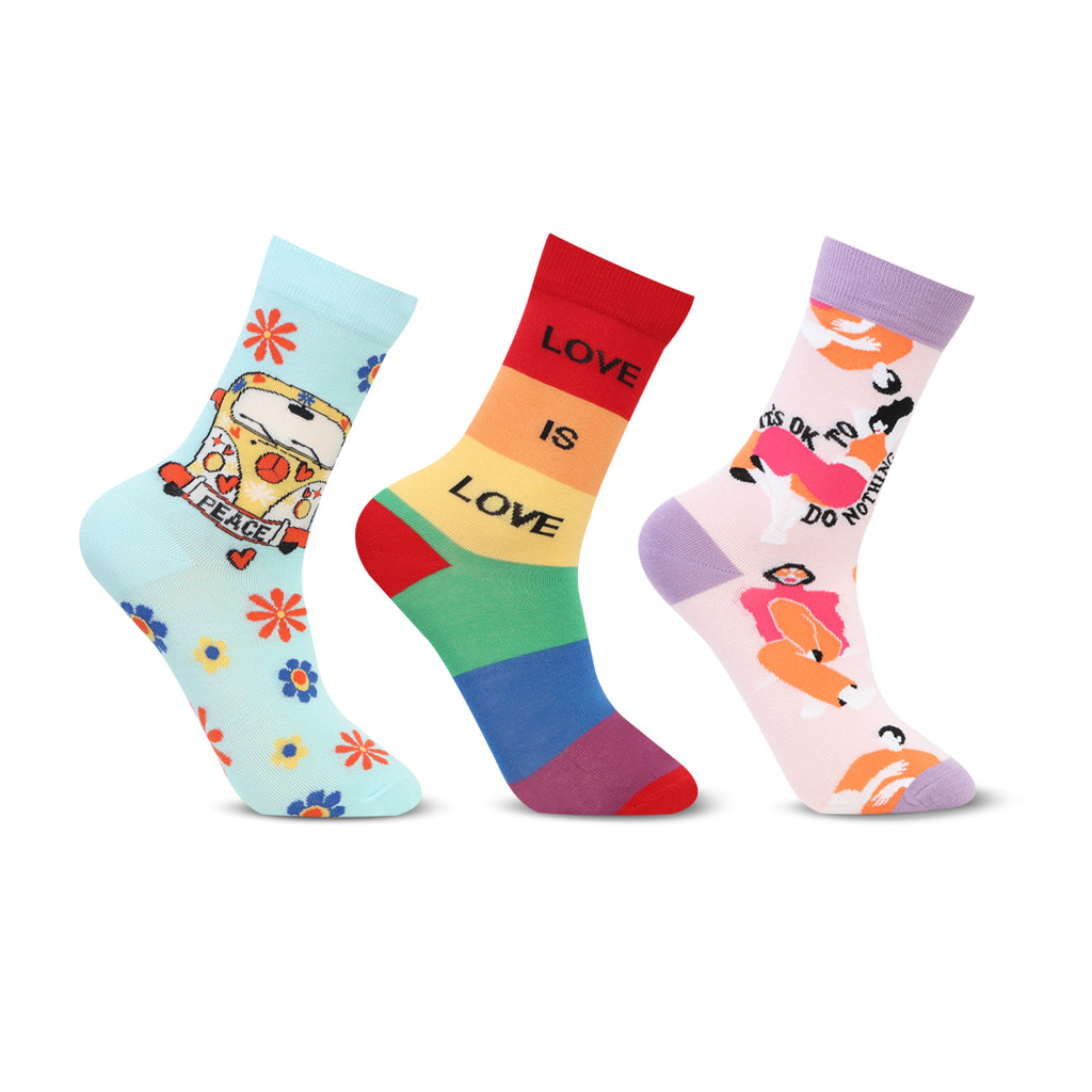 Love & Peace Designer Calf Socks for Women & Girls