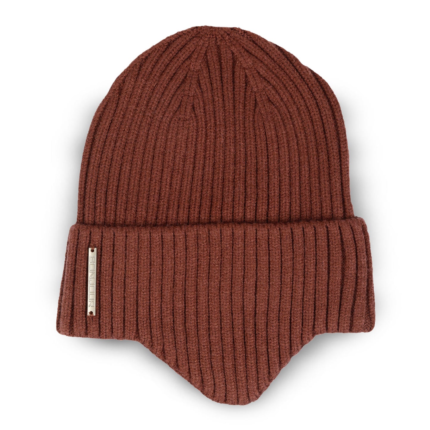 Unisex Ears Protection Woolen Beanie Cap (Brown)