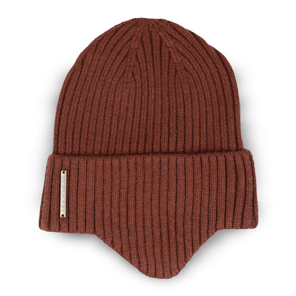 Unisex Ears Protection Woolen Beanie Cap (Brown)