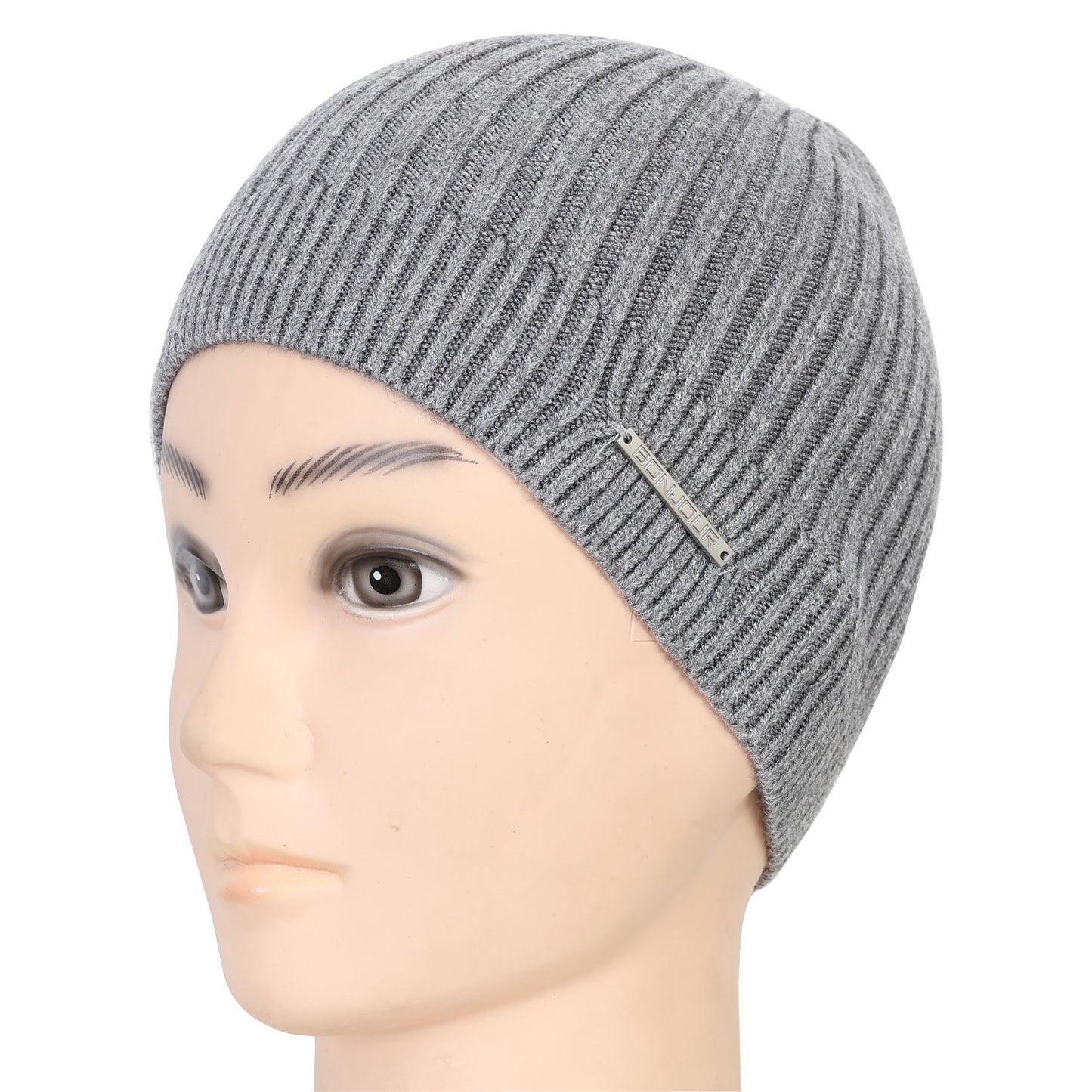 Unisex Woolen Winter Beanie Cap (Grey Melange)