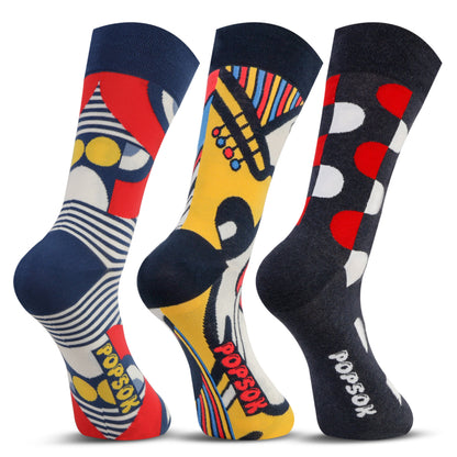 Men Optical Rhythm Designer Calf Length Socks (Pack of 3)