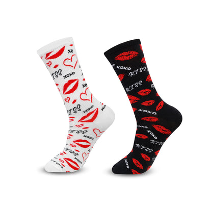 Couple Crew Length Socks White & Black