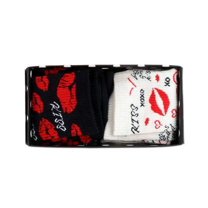 Couple Crew Length Socks White & Black