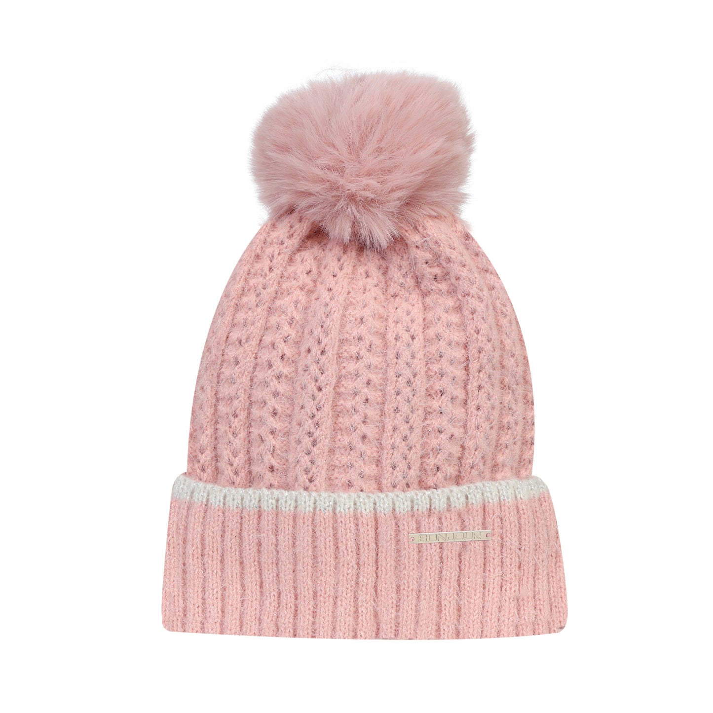 Women & Girls Pom-Pom Knitted Beanie Cap (Lt.Pink)