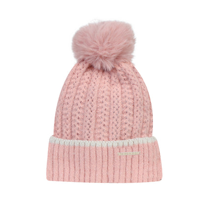 Women & Girls Pom-Pom Knitted Beanie Cap (Lt.Pink)