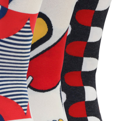 Men Optical Rhythm Designer Calf Length Socks (Pack of 3)