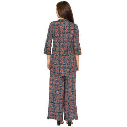 Floral Printed Palazzo – Navy & Red