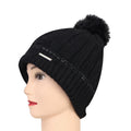 Women & Girls Pom-Pom Knitted Beanie Cap (Black)