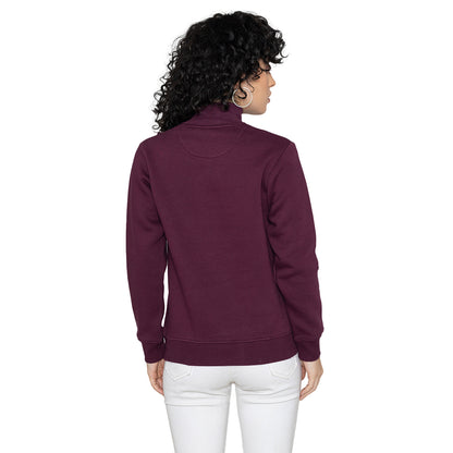 Women High Neck Sweatshirt - Wine