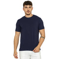 Navy Round Neck Half Sleeves T-Shirt for Men