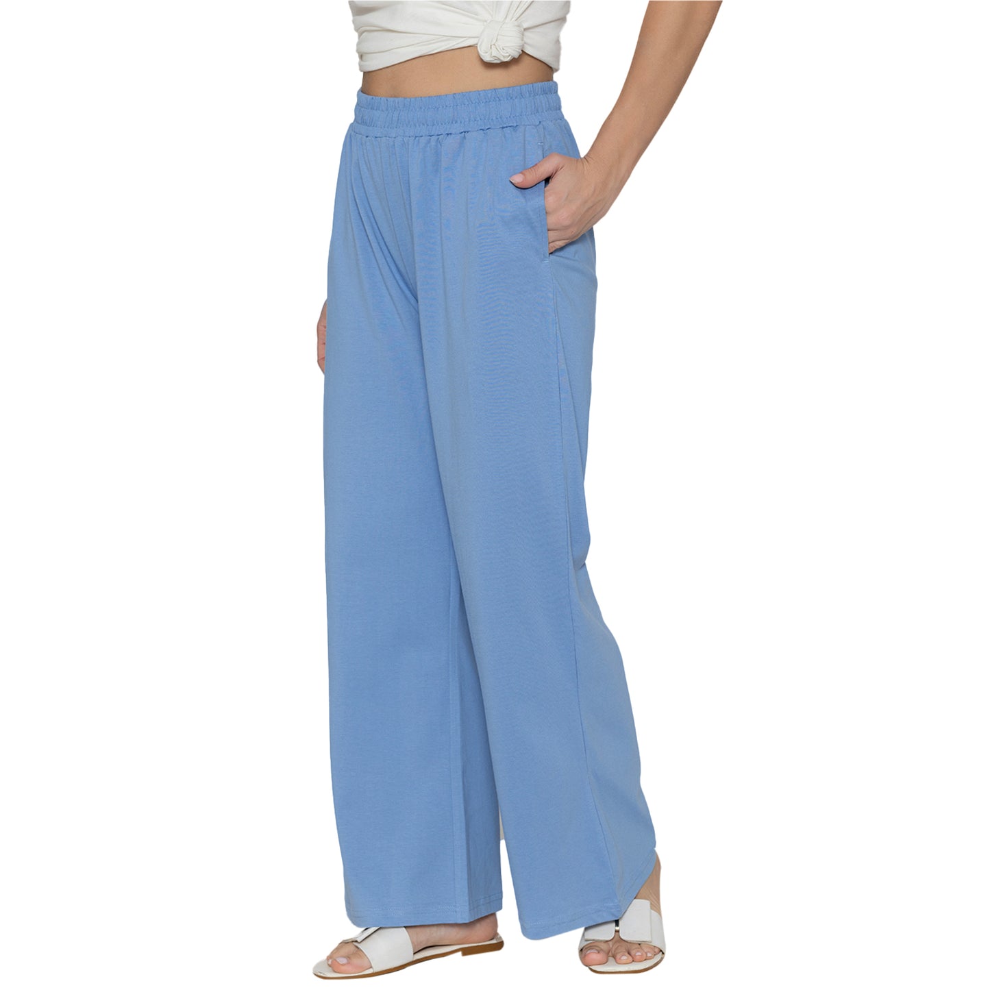 Women Flared Pants - Lt. Navy