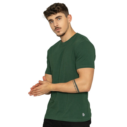 Forest Green Round Neck Half Sleeves T-Shirt for Men