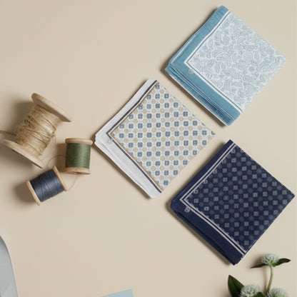 Silcora Men’s Cotton Handkerchiefs Pack of 3 (Color & Print May Vary)