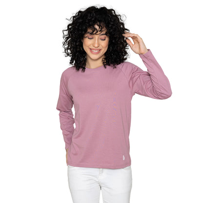 Women Round Neck Lounge Wear Printed Tee- Comfort Fit - Lilac