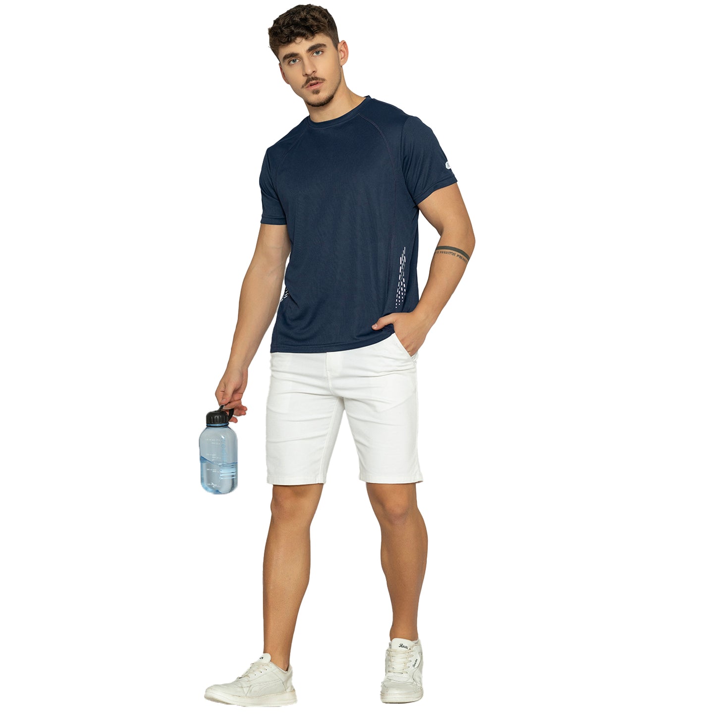 Men Printed Round Neck T-Shirt - Navy