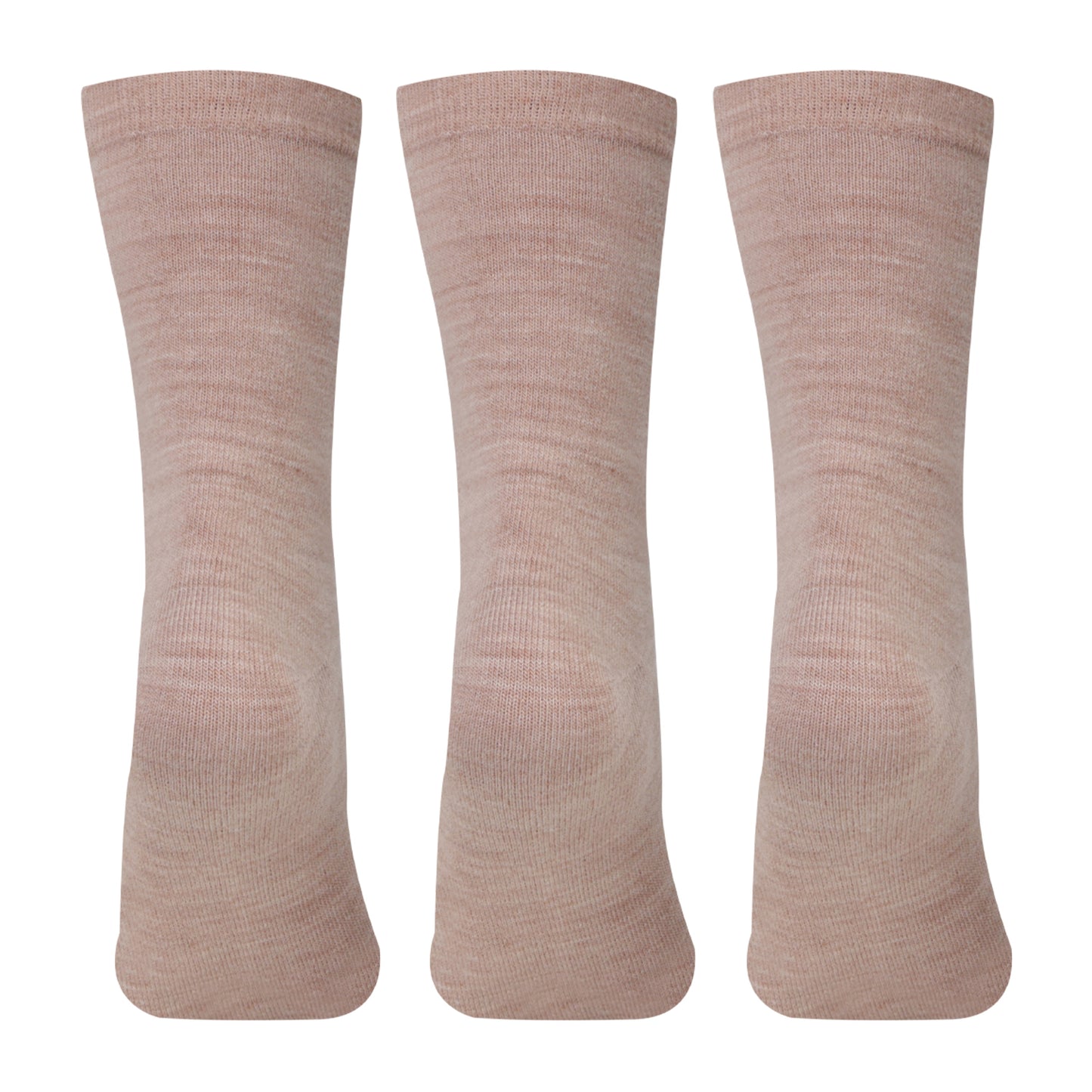 Women's Fine Woolen Thumb Crew Socks - Fawn (Pack of 3)