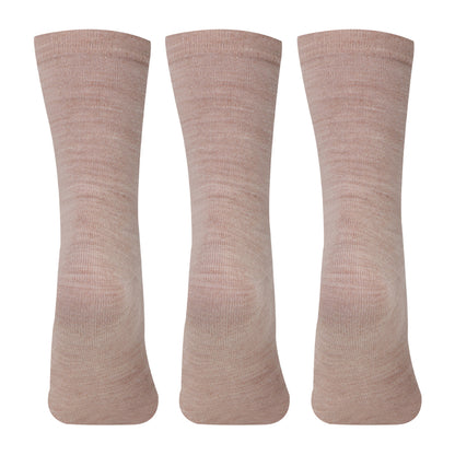 Women's Fine Woolen Thumb Crew Socks - Fawn (Pack of 3)