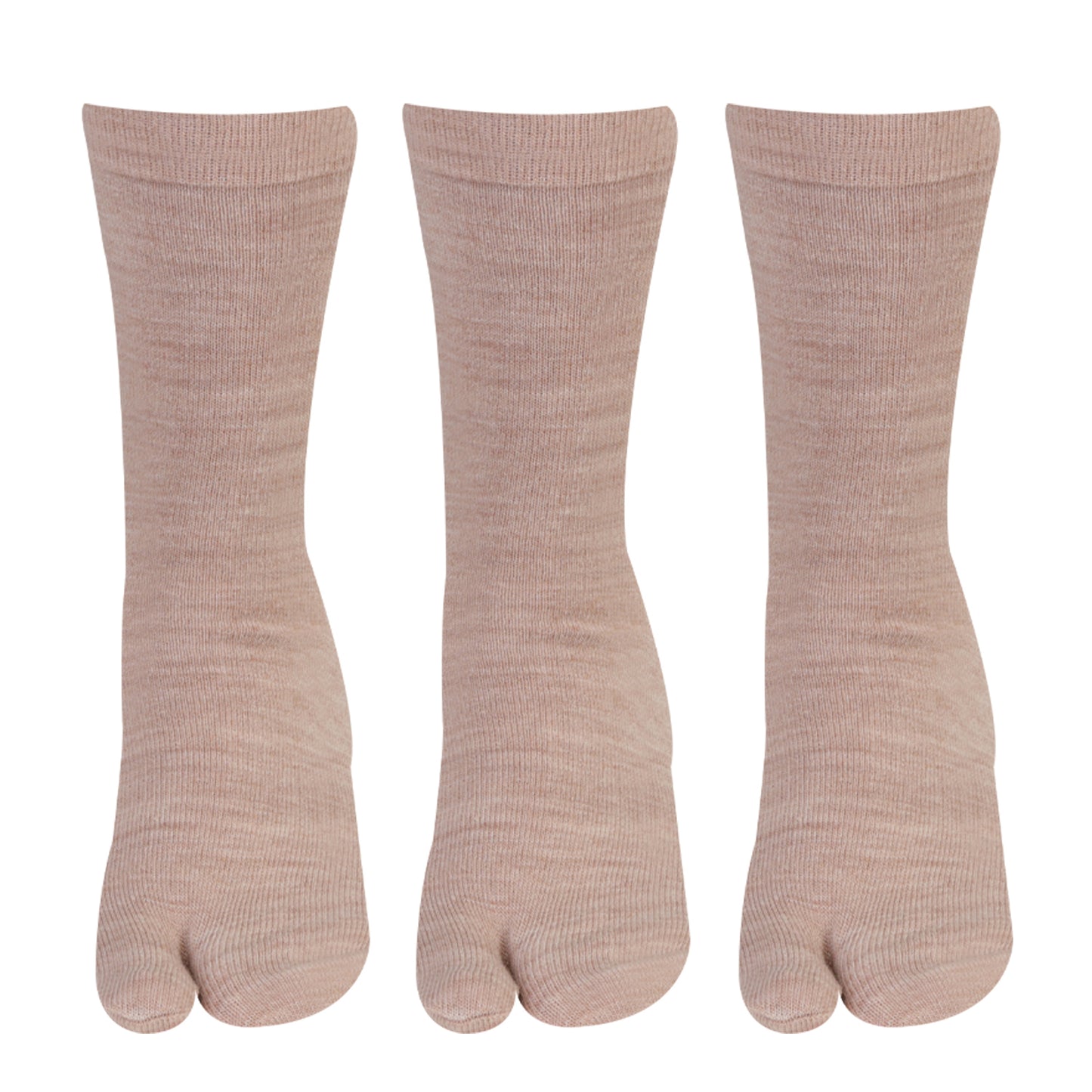 Women's Fine Woolen Thumb Crew Socks - Fawn (Pack of 3)