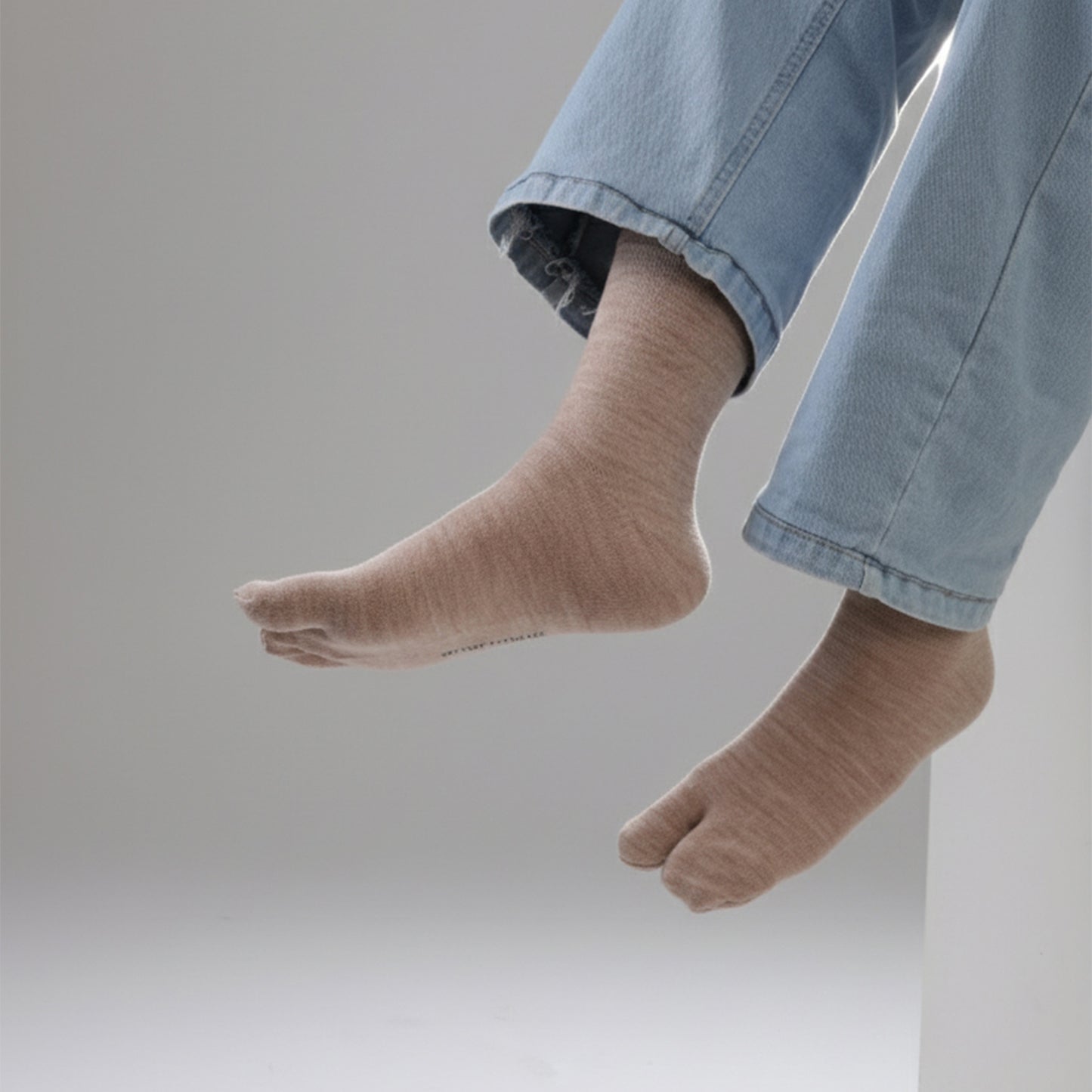 Women's Fine Woolen Thumb Crew Socks - Fawn (Pack of 3)