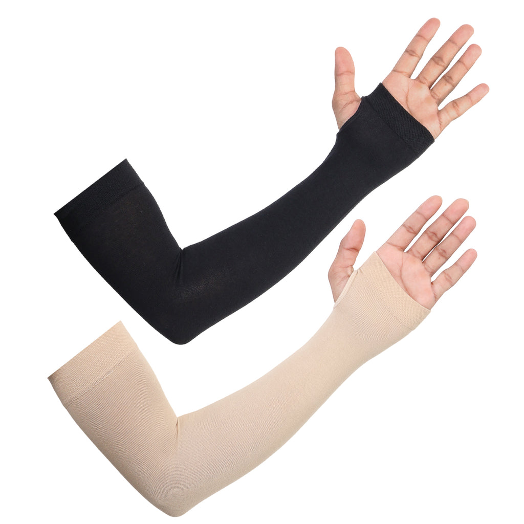 Unisex UV Sun Protection Black/Skin Arm Shield - Pack of 2