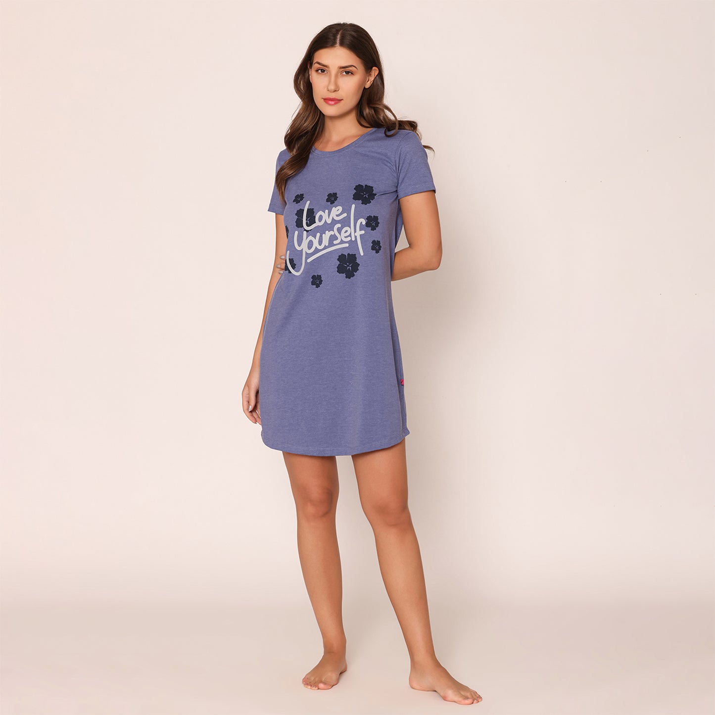Women Cotton Sleepshirt - Denim Blue