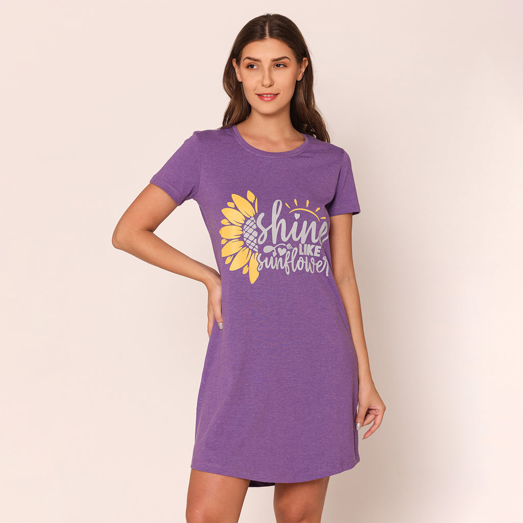 Women Cotton Sleepshirt - Dark Purple