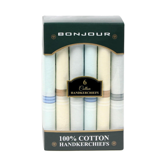 Men's Premium 100% Pure Cotton Handkerchief (Pack of 6)